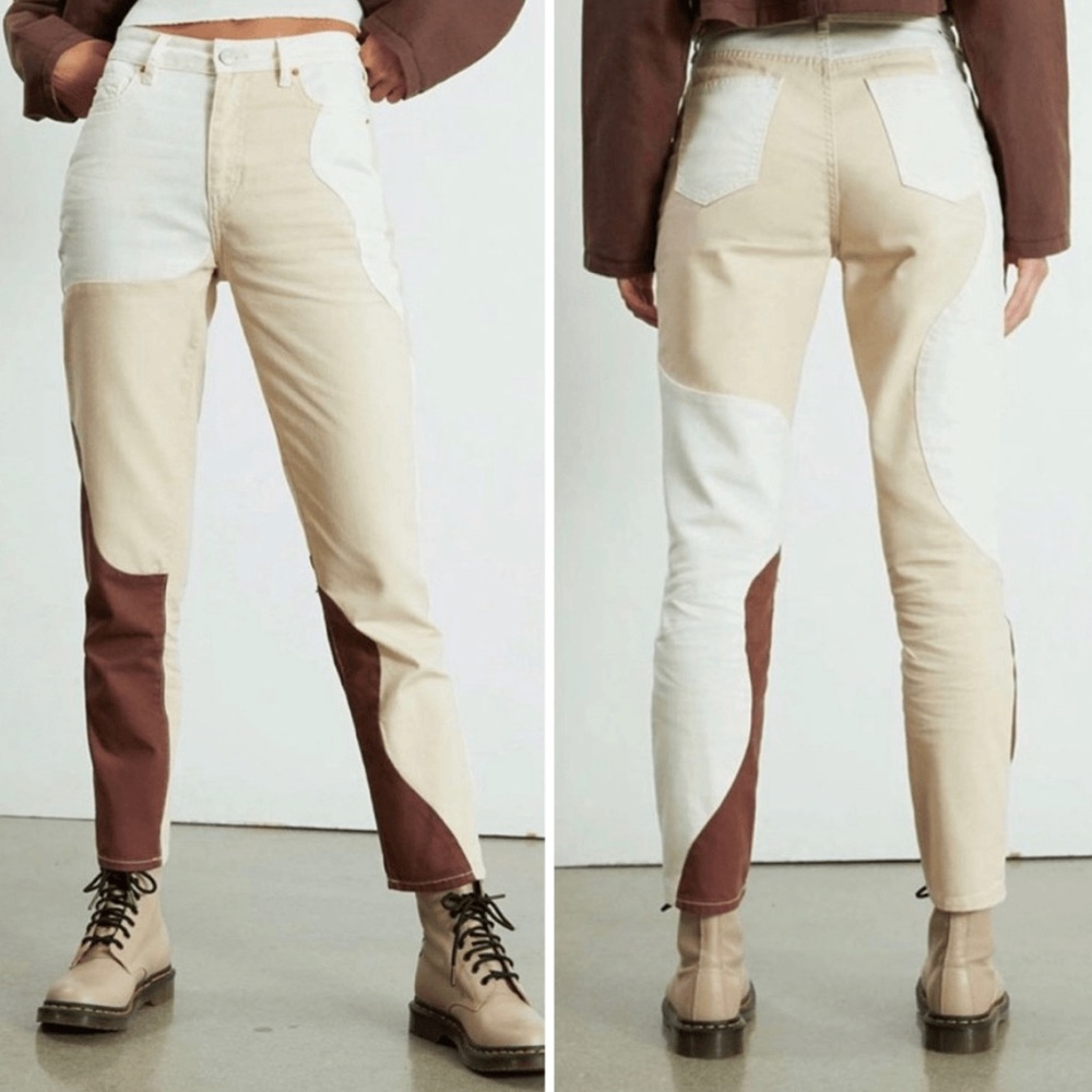 NWT PACSUN ECO TAN & BROWN PANELED MOM JEAN SIZE 23
